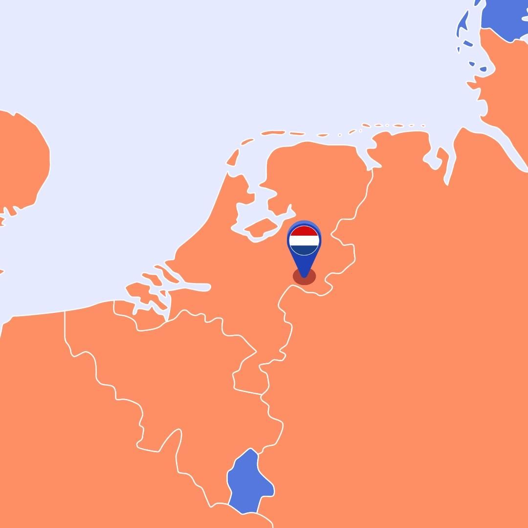 Kaart van Nederland met de pin op Doetinchem